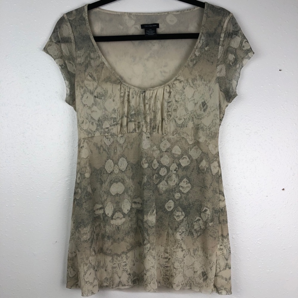 Calvin Klein peasant second skin y2k top L